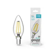 Лампа светодиодная филаментная Basic Filament 4.5Вт свеча 4100К E14 420лм Gauss 1031215